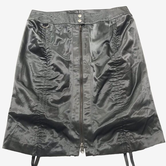 Vintage Y2K Bebe Skirt Womens 10 Metallic Ruched Rave Club Disco McBling Party - Picture 2 of 16